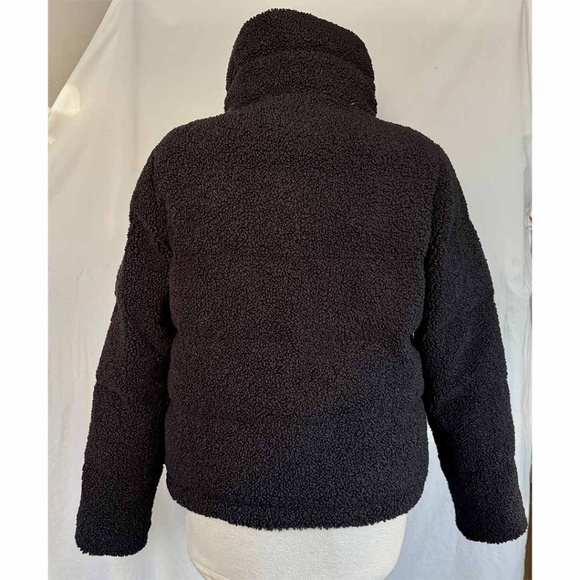 Abercrombie and Fitch A&F Women Large Black Sherpa Mini Puffer Jacket EUC - Picture 4 of 12